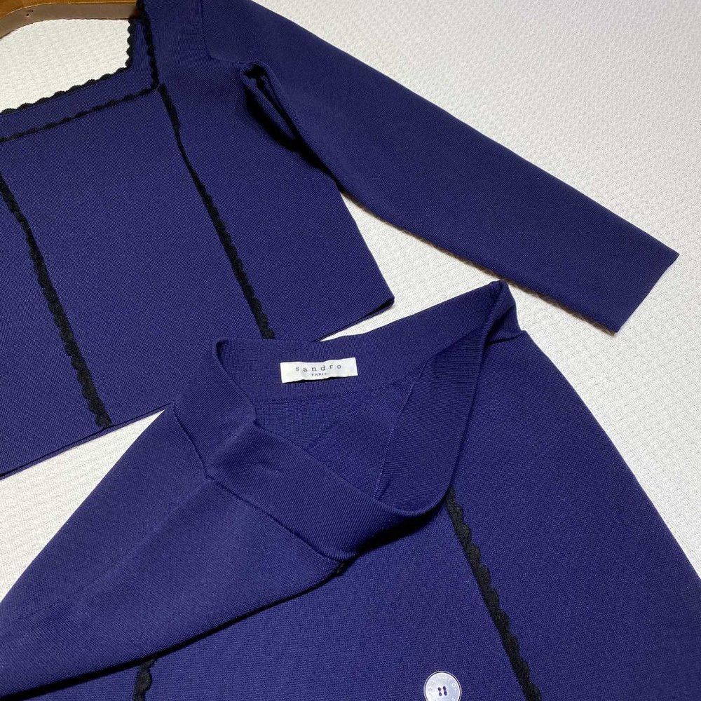 Sandro's new knitted small square collar color matching suit - Picture 4 of 9